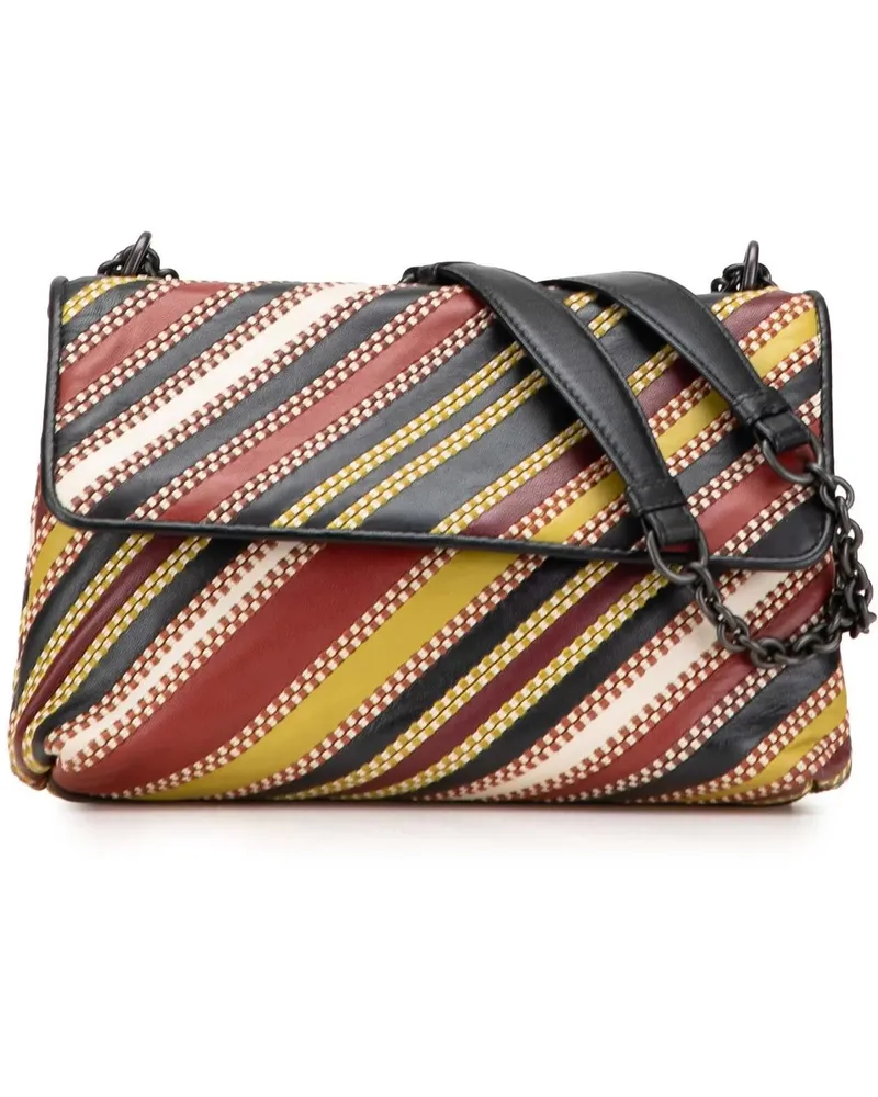 Bottega Veneta Hobo Bags Small Leather Embroidered Stripe Olimpia Shoulder rot Rot