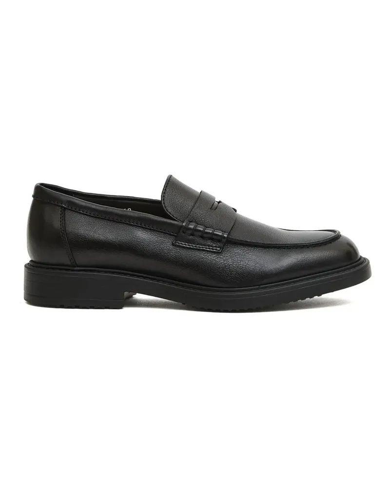 Doucal´s Loafer Mocassino Penny Loafer With Textured Rubberized Le schwarz Schwarz