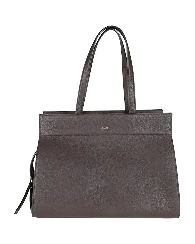 KHAITE Hobo Bags Textured Calfskin Handbag With Double-Zip Closure grau Grau