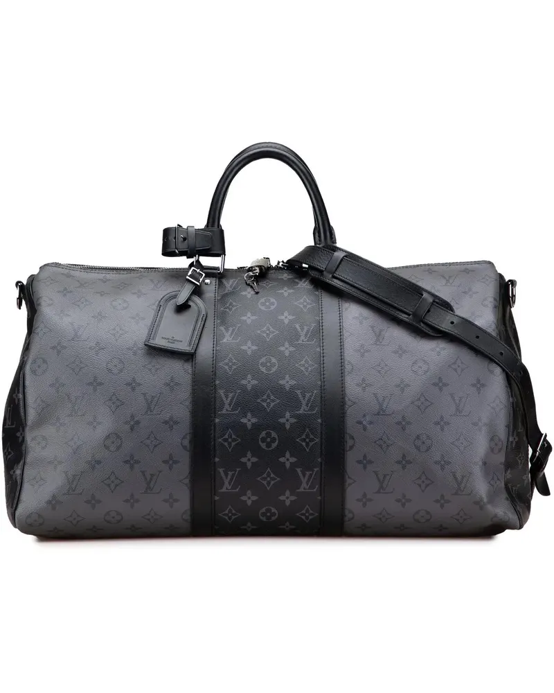 Louis Vuitton Weekender Monogram Eclipse Reverse Keepall Bandouliere 50 grau Grau