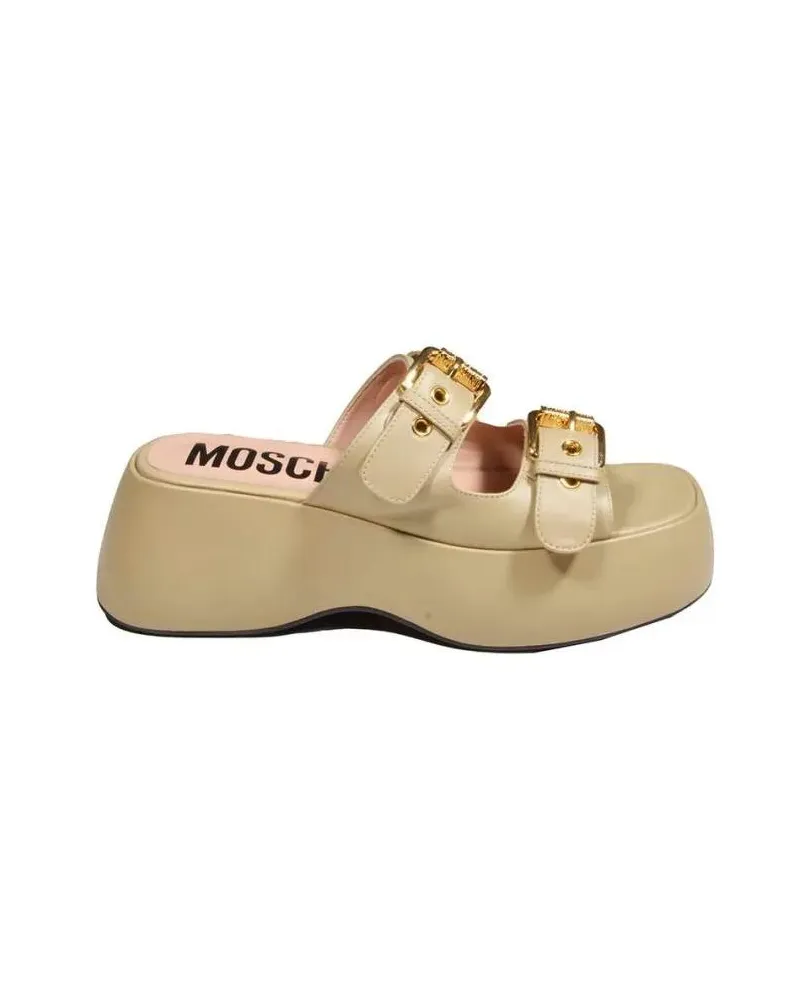 Moschino Sandalen Beige Leather Platform Buckles Sandals beige Beige