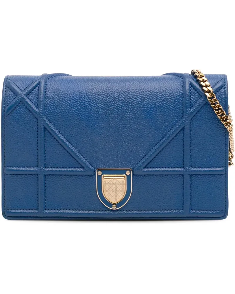 Dior Hobo Bags Grained Calfskin Diorama Wallet on Chain blau Blau