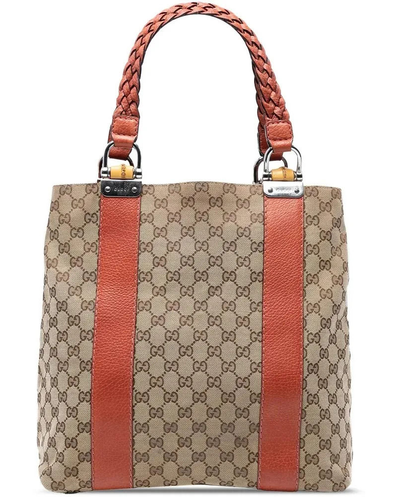 Gucci Shopper Large GG Canvas Bamboo Libeccio Tote braun Braun
