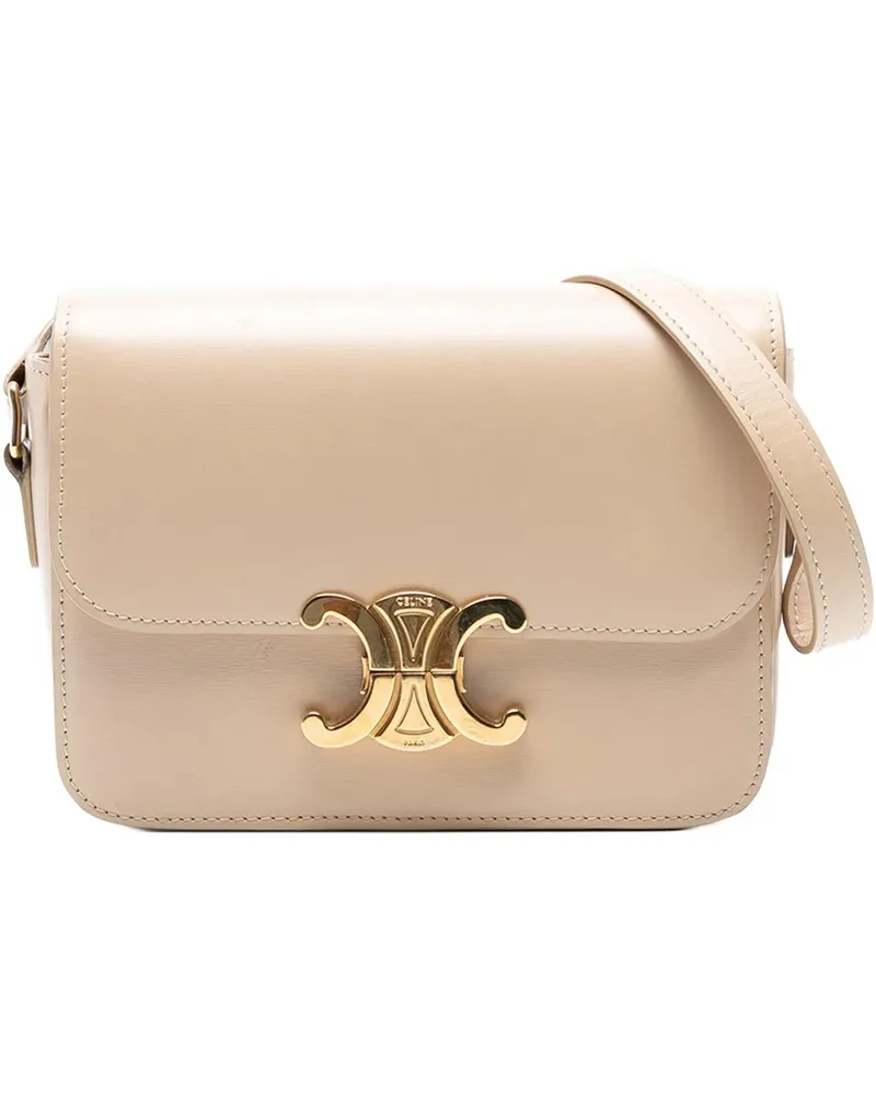 Celine Hobo Bags Teen Shiny Calfskin Triomphe Crossbody braun Braun