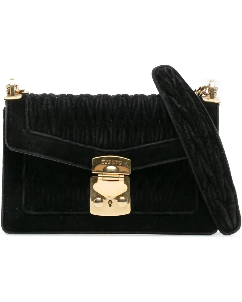 Miu Miu Hobo Bags Velluto Matelasse Confidential Chain Crossbody schwarz Schwarz