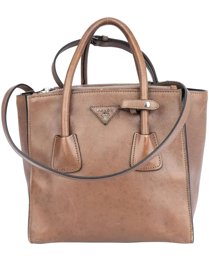 Prada Crossbody Bags  Brown Leather Twin Zip Handbag braun Braun