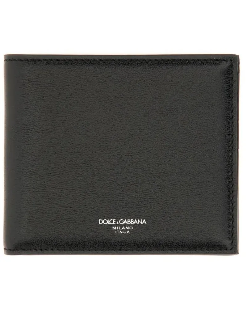 Dolce & Gabbana Portemonnaies Calfskin Leather Bifold Wallet schwarz Schwarz