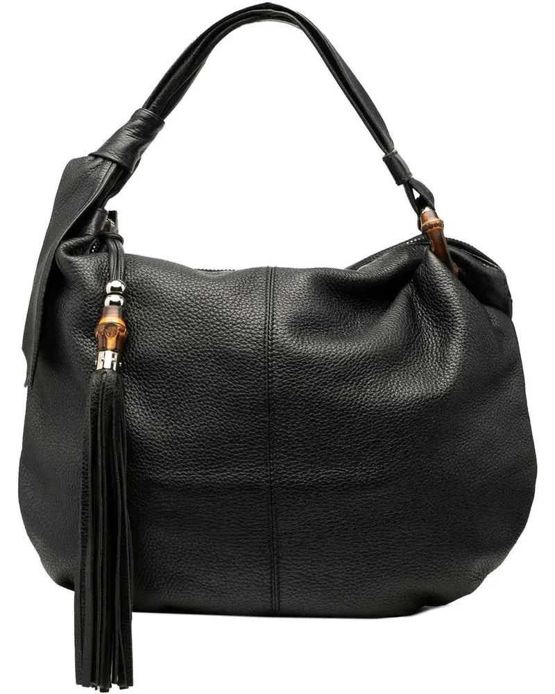 Gucci Hobo Bags Medium Leather Bamboo Jungle Hobo schwarz Schwarz