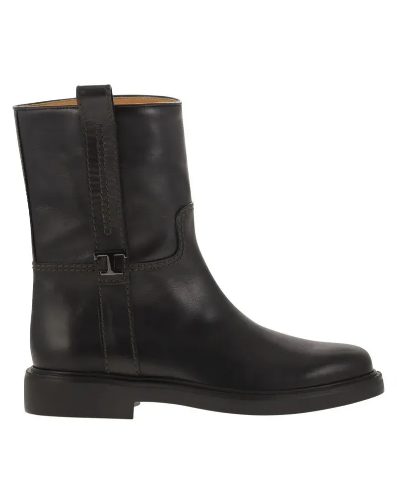 TOD'S Stiefel Calfskin Ankle Boot With T Accessory schwarz Schwarz