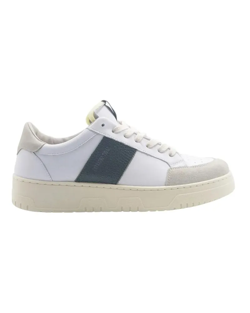 Saint Sneakers Low-Top Sneaker White Leather Sneakers With Green Side Stripe weiß Weiß