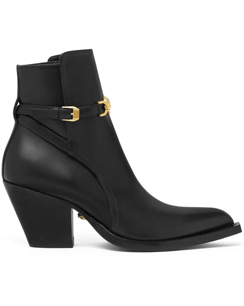 Versace Stiefel  Black leather Medusa 95 ankle boots schwarz Schwarz