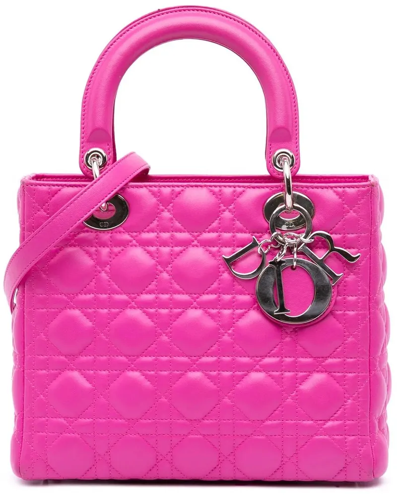 Dior Hobo Bags 2011 Medium Lambskin Cannage Lady Dior pink Rosa