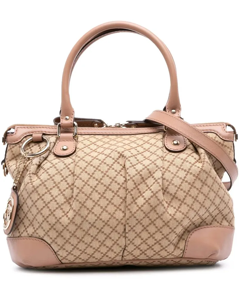 Gucci Hobo Bags Diamante Canvas Sukey Satchel braun Braun