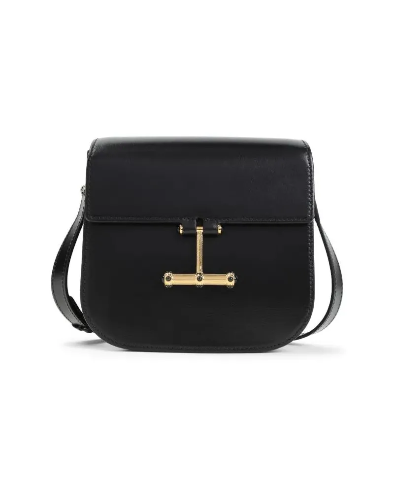 Tom Ford Hobo Bags Calf Leather Shoulder Bag With Gold-Tone Hardware schwarz Schwarz