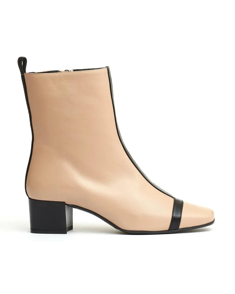 Carel Stiefel Beige And Black Leather Ankle Boot 40Mm Heel braun Braun