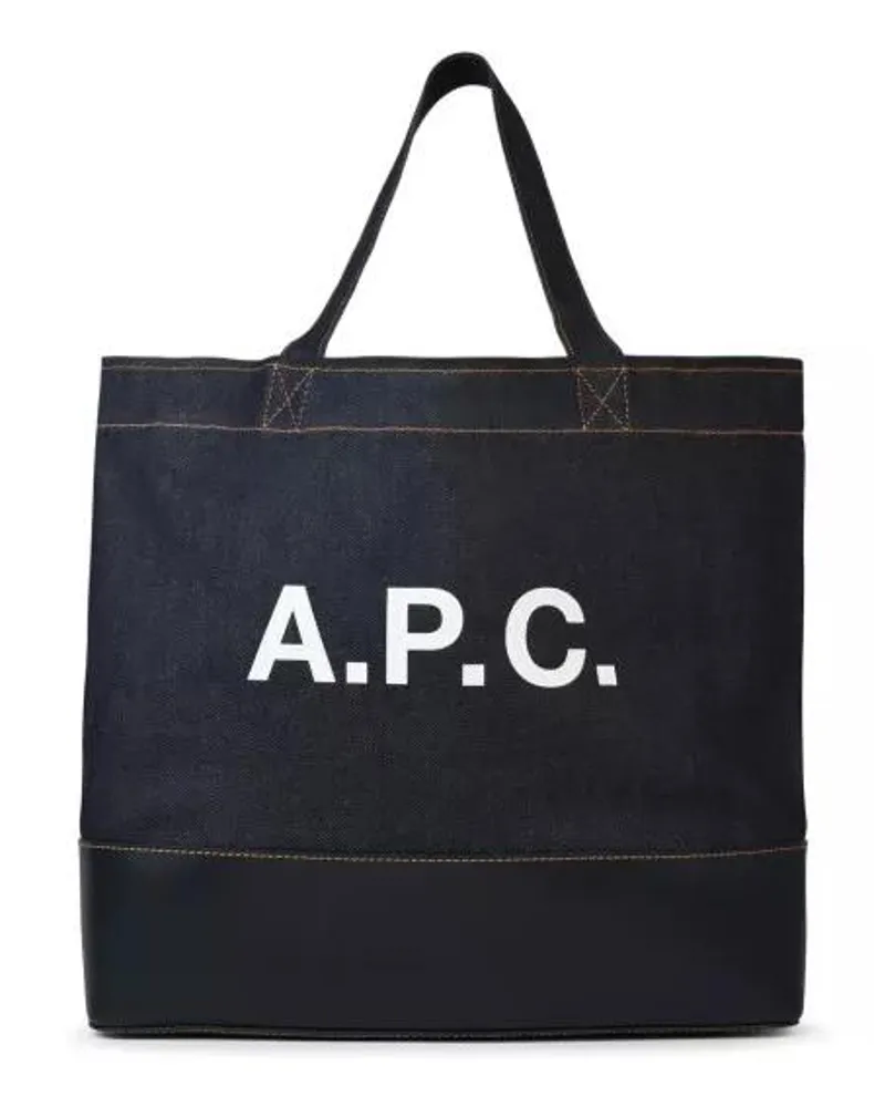 A.P.C. Tote Large 'Shopping Axel' Navy Denim Bag Blau