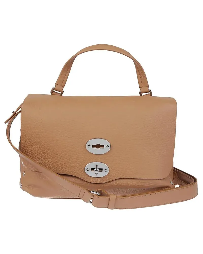 Zanellato Hobo Bags Structured Leather Handbag With Metallic Clasp braun Braun