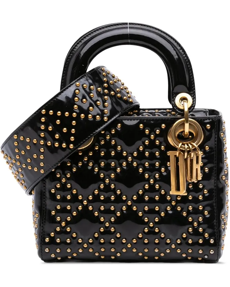 Dior Hobo Bags Mini Patent Cannage Studded Supple Lady Dior schwarz Schwarz