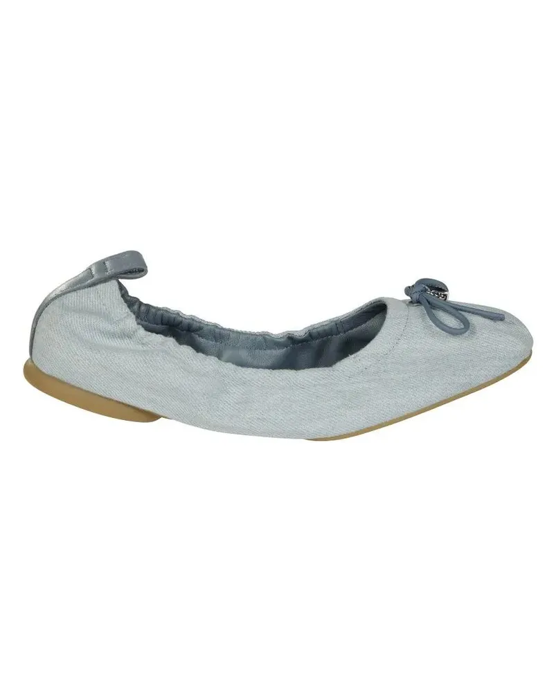 Hogan Textured Upper Ballerina Flats With Bow Accent blau Blau