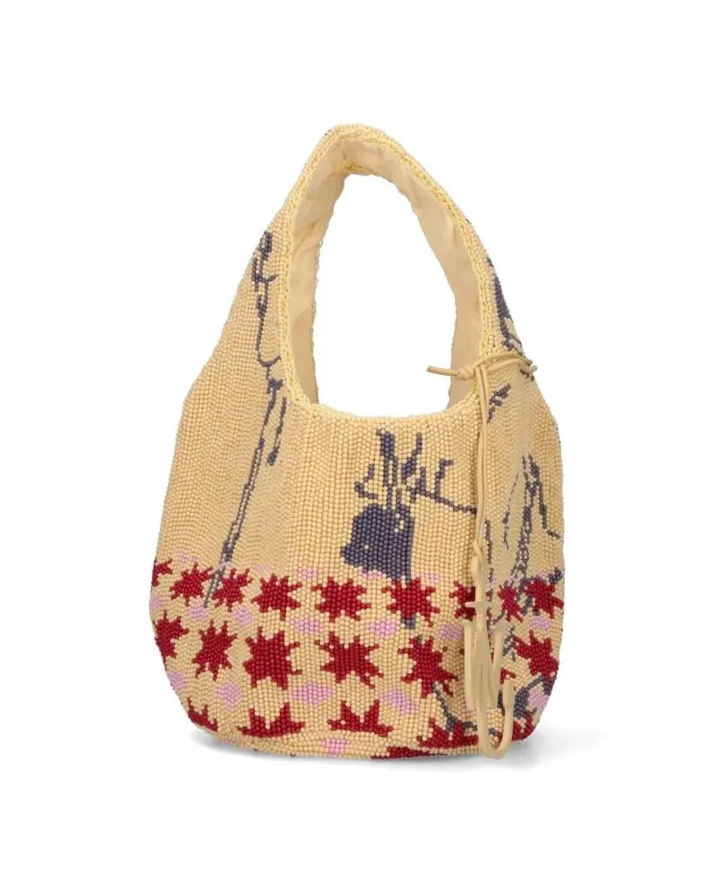 J.W.Anderson Shopper & Totes Mini Beaded Bag – Multicolor beige Beige