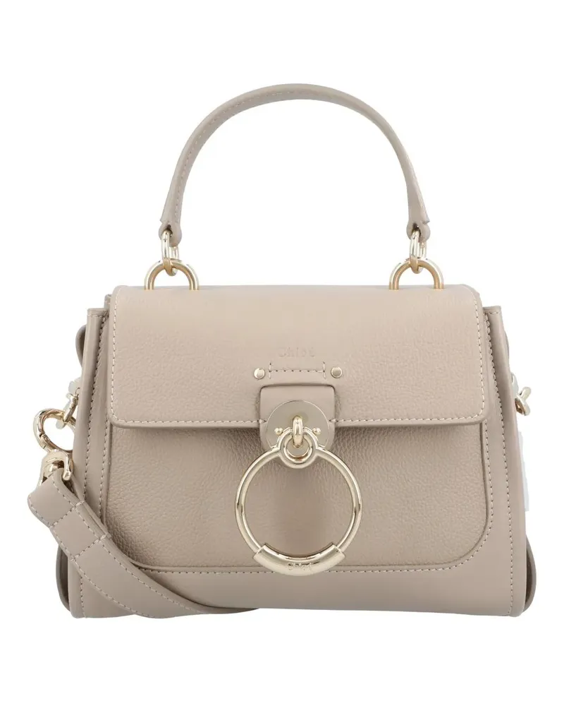 Chloé Hobo Bags Mini Tess Day Bag In Grained & Soft Leather grau Grau