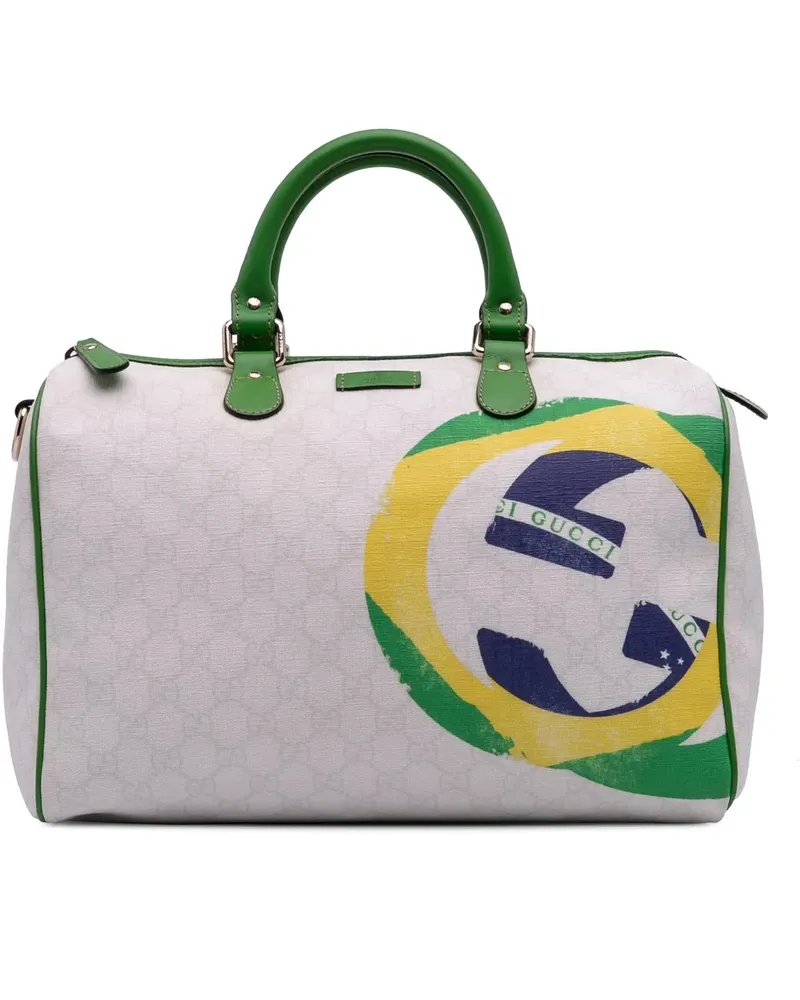 Gucci Crossbody Bags Medium GG Supreme Brazilian Flag Joy Boston Bag weiß Weiß