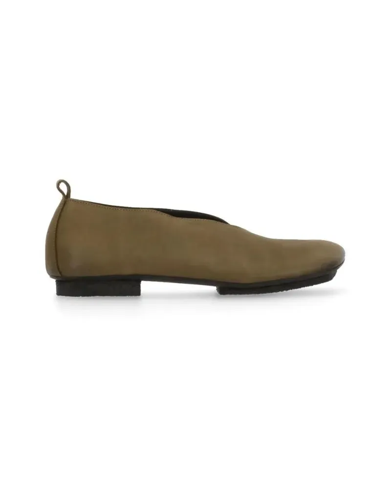 Uma Wang Olive Green Smooth Leather Ballet Shoes grün Grün