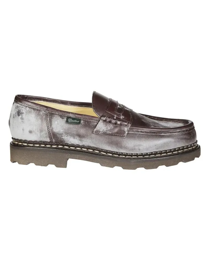 Paraboot Loafer Smooth Leather Moccasin With Hand-Stitched Detaili braun Braun