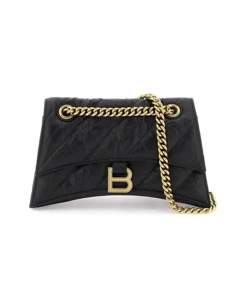 Balenciaga Hobo Bags Crush Small Shoulder Bag schwarz Schwarz