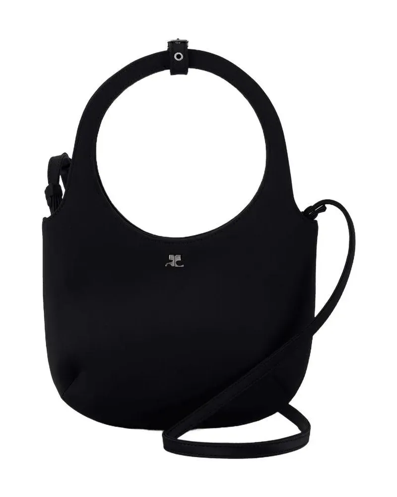 Courrèges Hobo Bags Holy Shoulder Bag - Satin - Black schwarz Schwarz