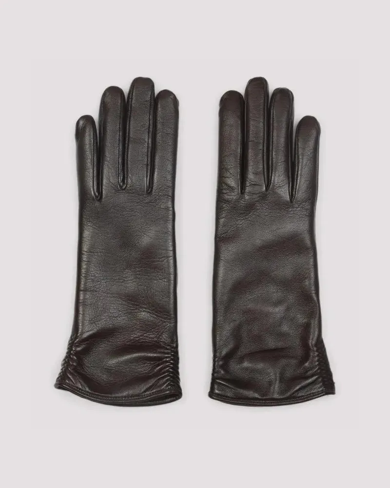 Giorgio Armani Handschuhe Dark Brown Lamb Leather Gloves braun Braun