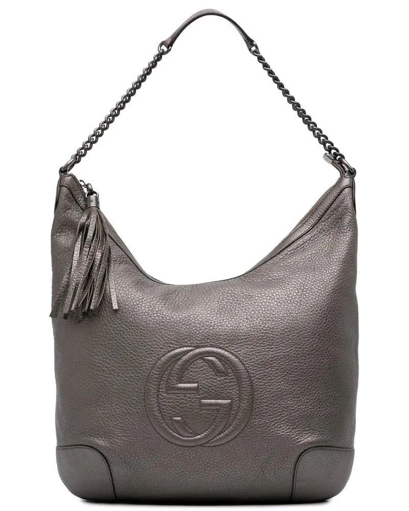 Gucci Hobo Bags Metallic Leather Soho Shoulder Bag silberfarben 