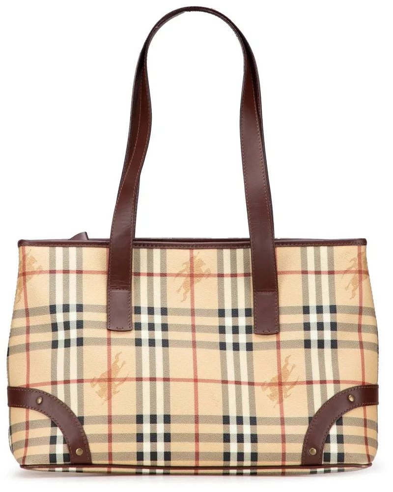 Burberry Shopper Haymarket Check Coated Canvas Studded Tote braun Braun