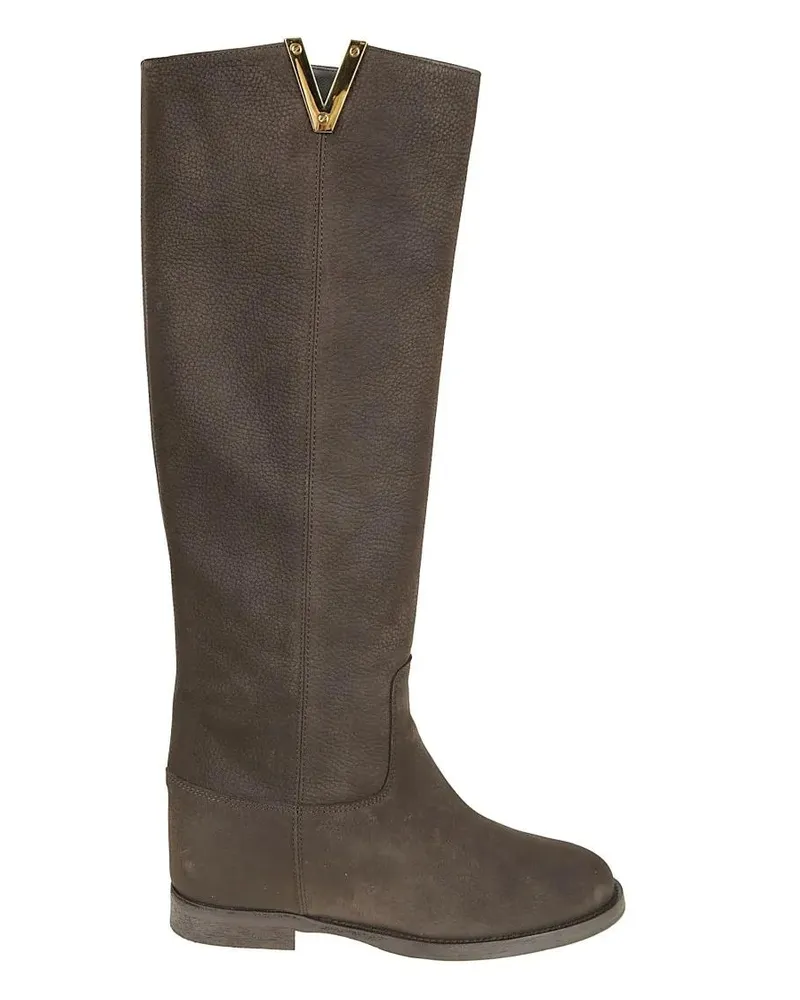 Via Roma 15 Stiefel Rich Brown Leather Ankle Boots With Gold-Tone Acce braun Braun