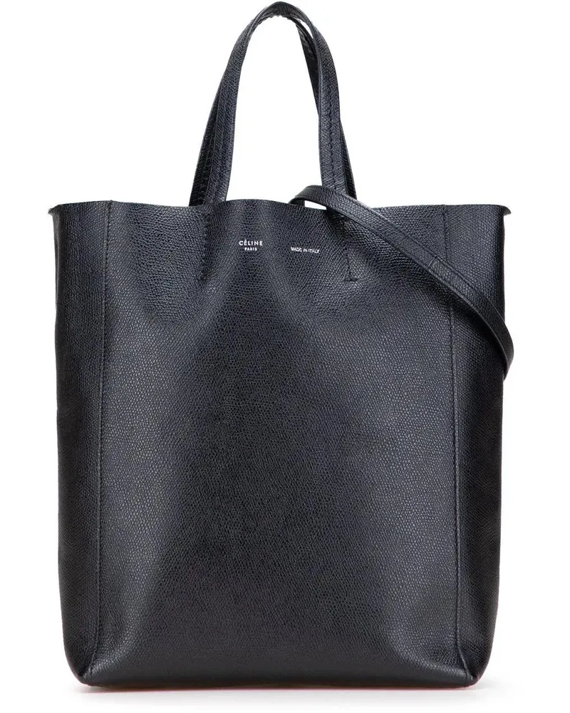 Celine Hobo Bags Small Grained Calfskin Vertical Cabas Satchel schwarz Schwarz