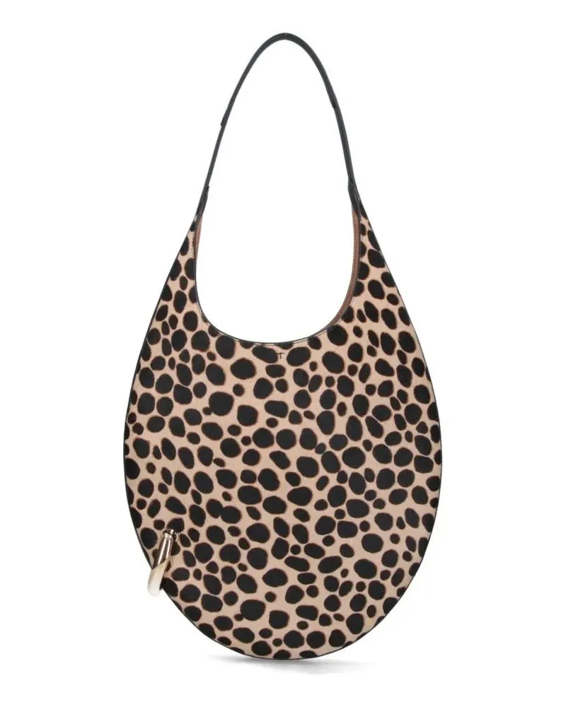Tory Burch Hobo Bags Crescent-Shaped Handbag With Bold Spotted Pattern braun Braun