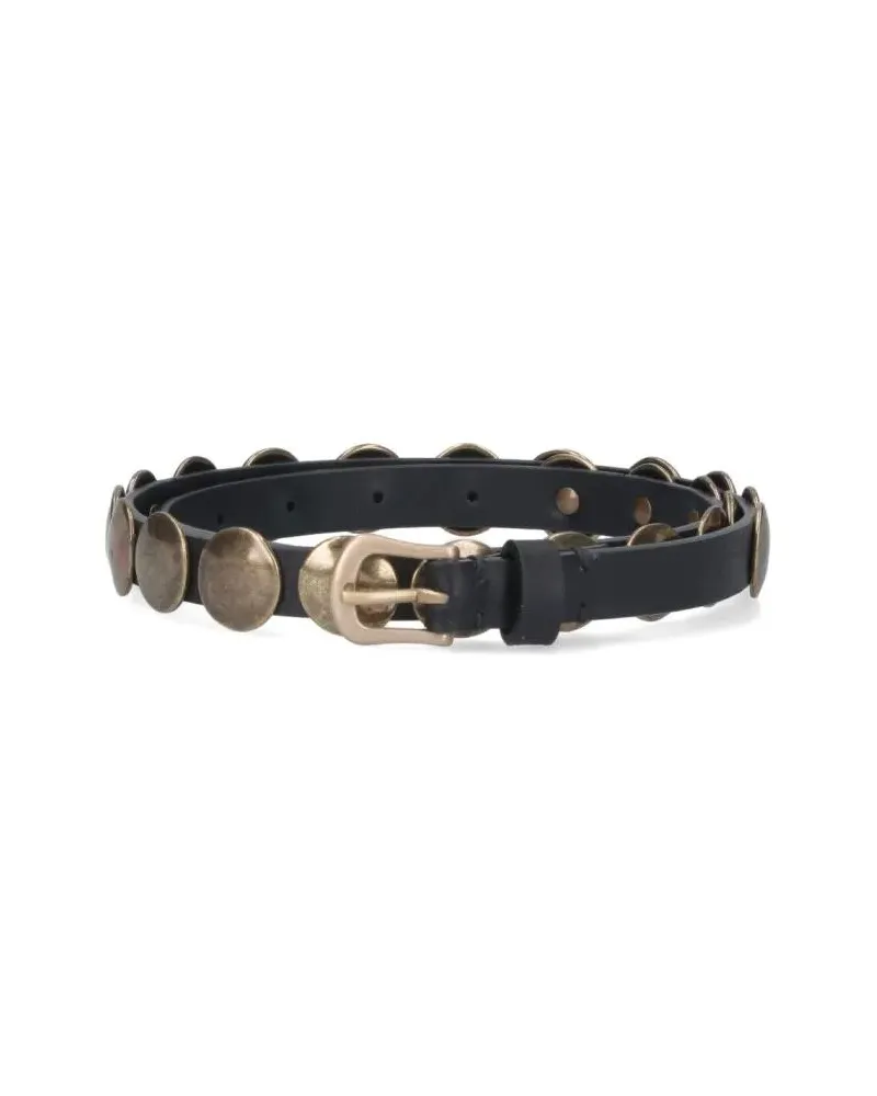 Golden Goose Gürtel Trinidad Leather Belt With Gold-Tone Studs schwarz Schwarz