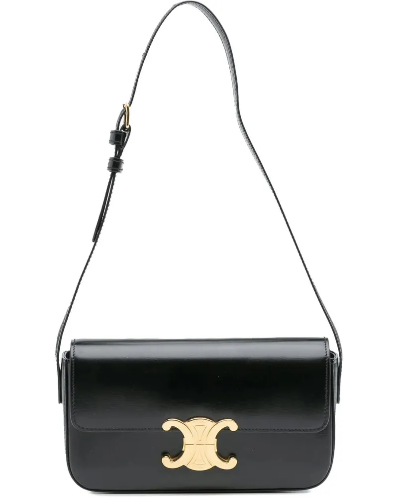 Celine Hobo Bags Shiny Calfskin Claude Shoulder Bag schwarz Schwarz