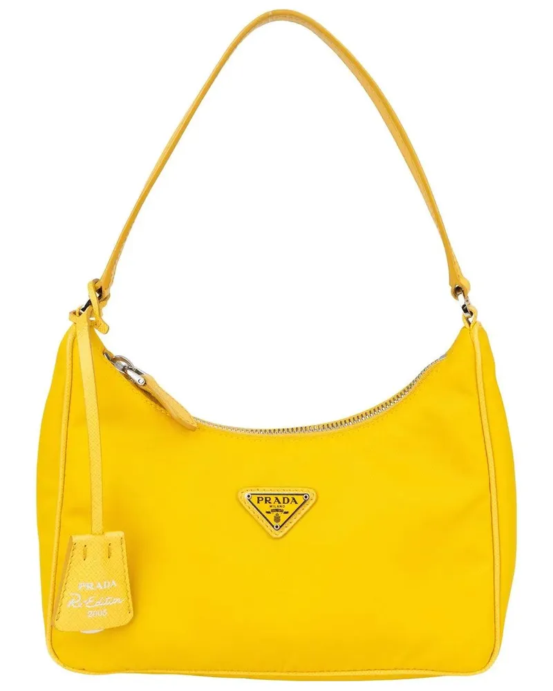 Prada Crossbody Bags  Yellow Nylon Triangle Re-Editon Handbag gelb Gelb