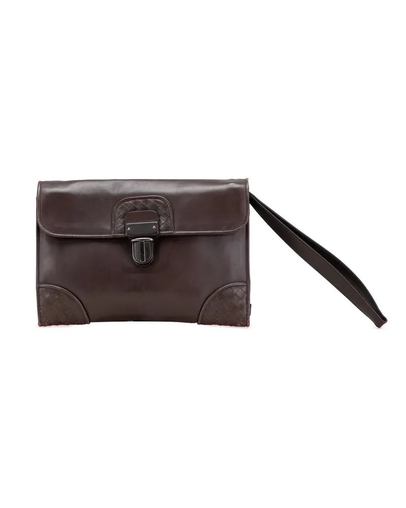 Bottega Veneta Clutches Intrecciato Trimmed Leather Clutch braun Braun