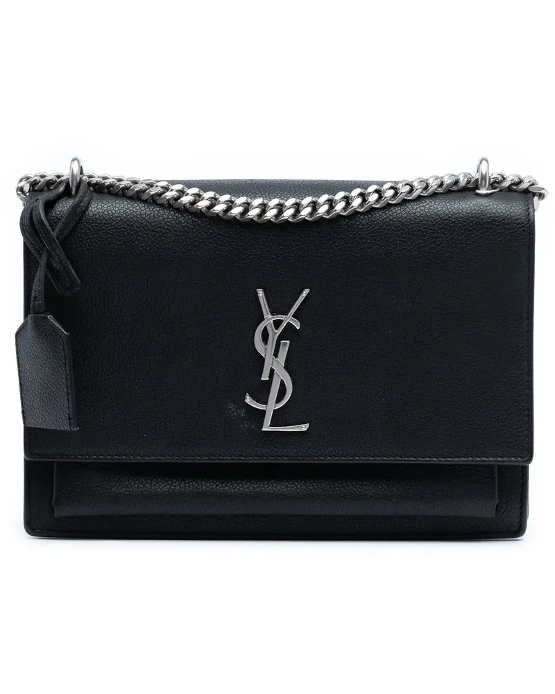 Saint Laurent Hobo Bags Medium Grained Calfskin Monogram Sunset Crossbody schwarz Schwarz