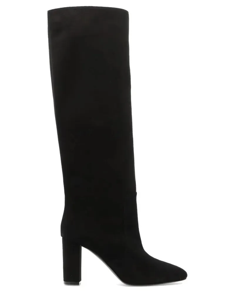 Via Roma 15 Stiefel Black Suede Ankle Boots With Refined Block Heel schwarz Schwarz