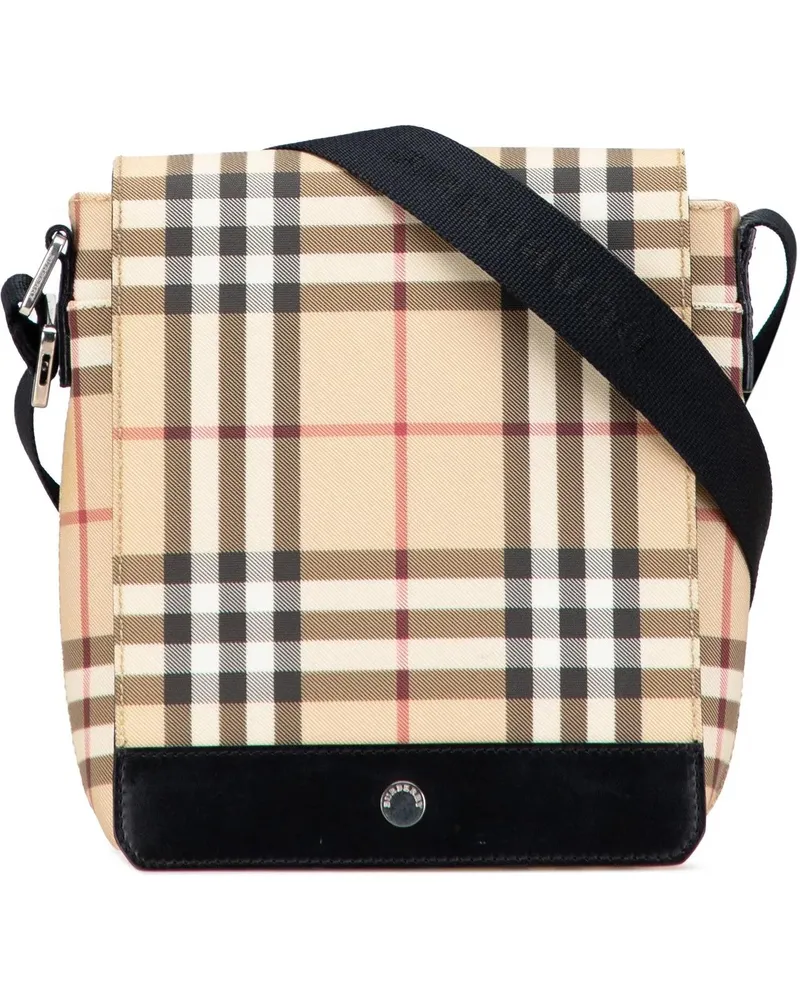 Burberry Hobo Bags House Check Canvas Flap Crossbody braun Braun