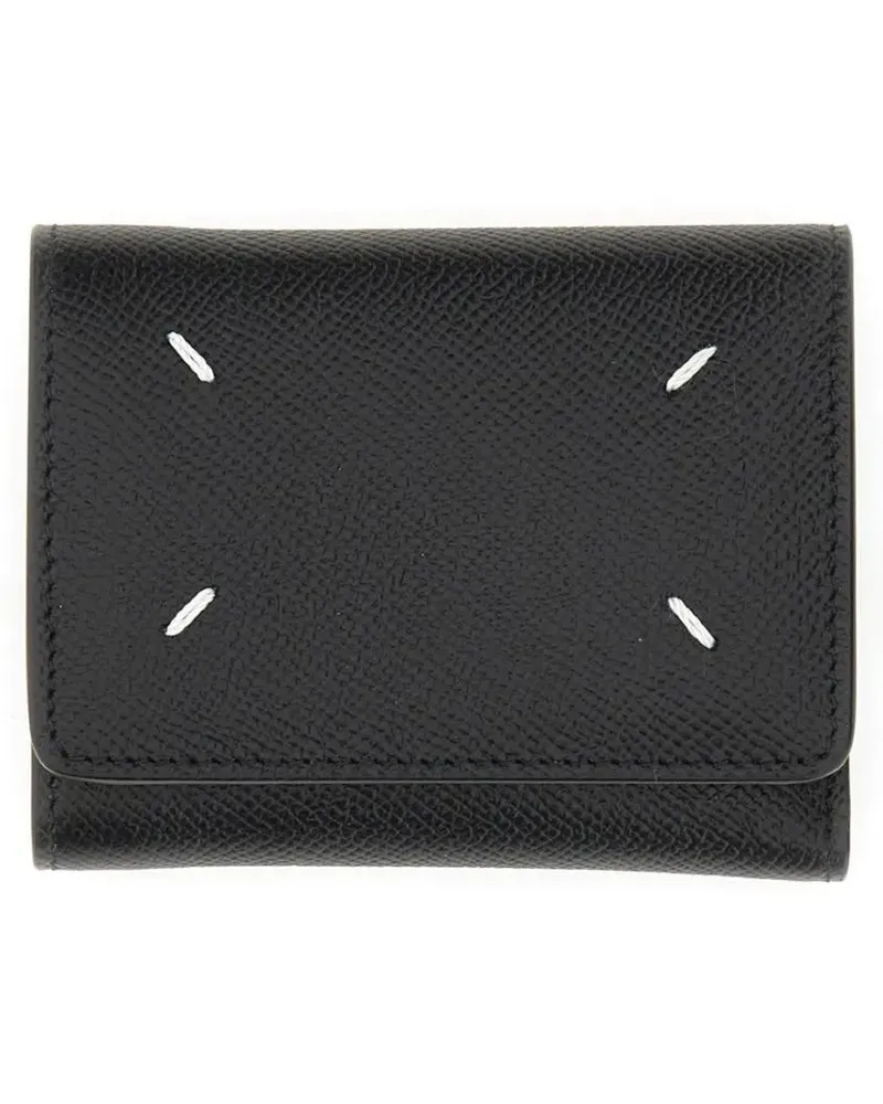 Maison Margiela Portemonnaies Black Four Stitch Wallet schwarz Schwarz
