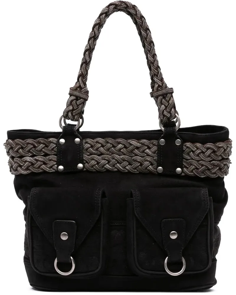 Loewe Shopper Suede Braided Chain Pocket Tote schwarz Schwarz