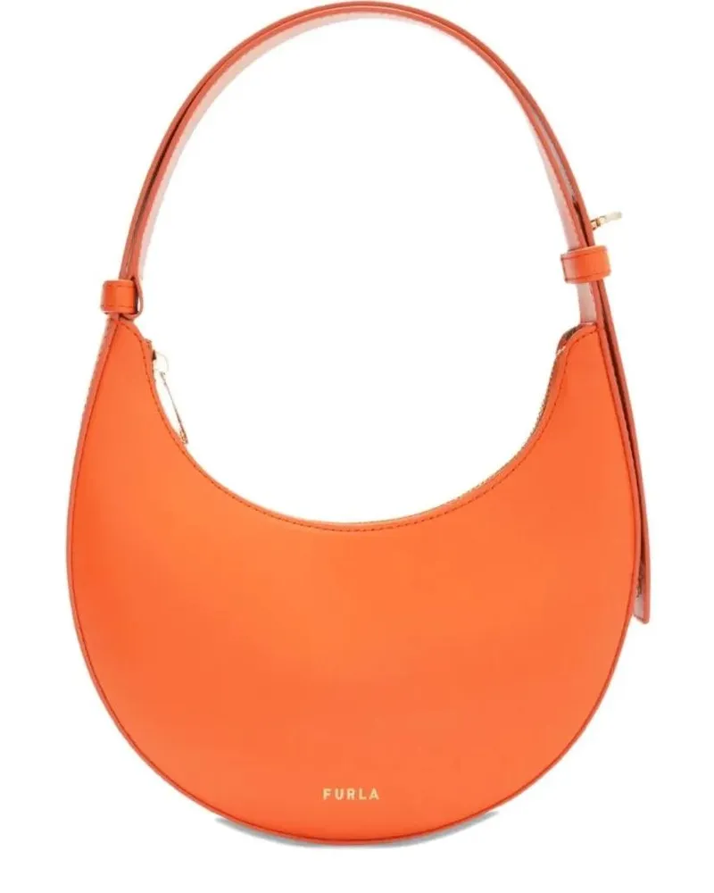 Furla Hobo Bags Smooth Crescent Shoulder Bag With Zippered Closure orange Orange