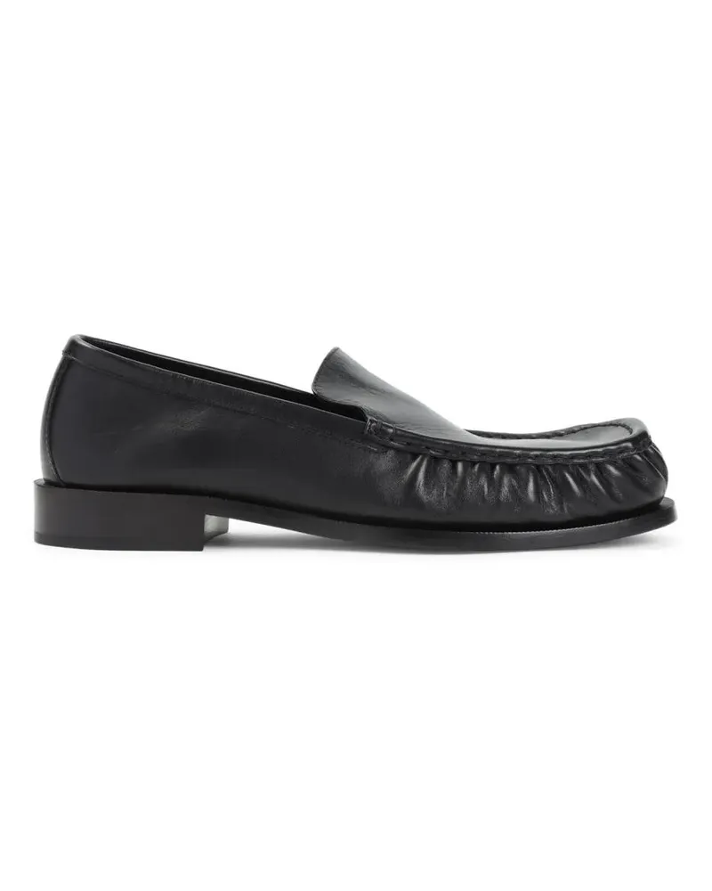 Dries van Noten Loafer Black Leather Loafers With Gathered Detail schwarz Schwarz