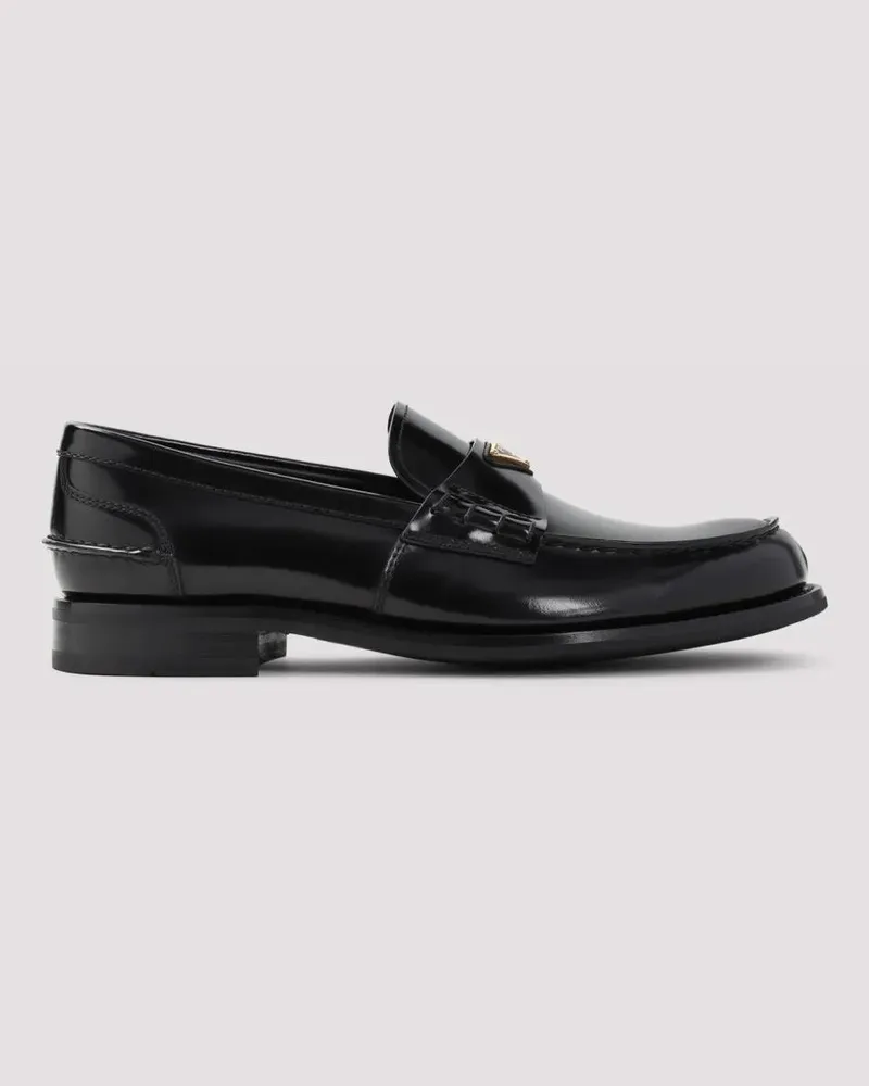 Prada Loafer Black Brushed Calf Leather Loafers schwarz Schwarz