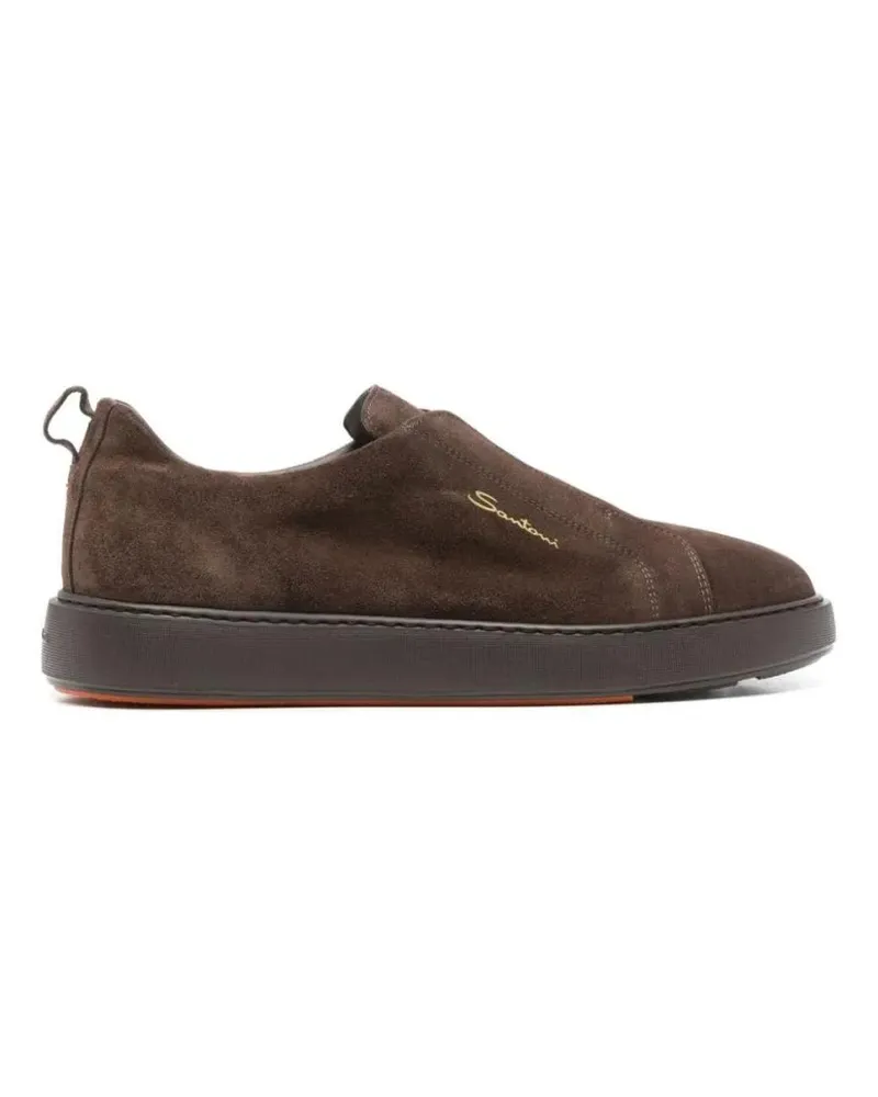 Santoni Low-Top Sneaker Slip-on Sneakers aus Veloursleder braun Braun