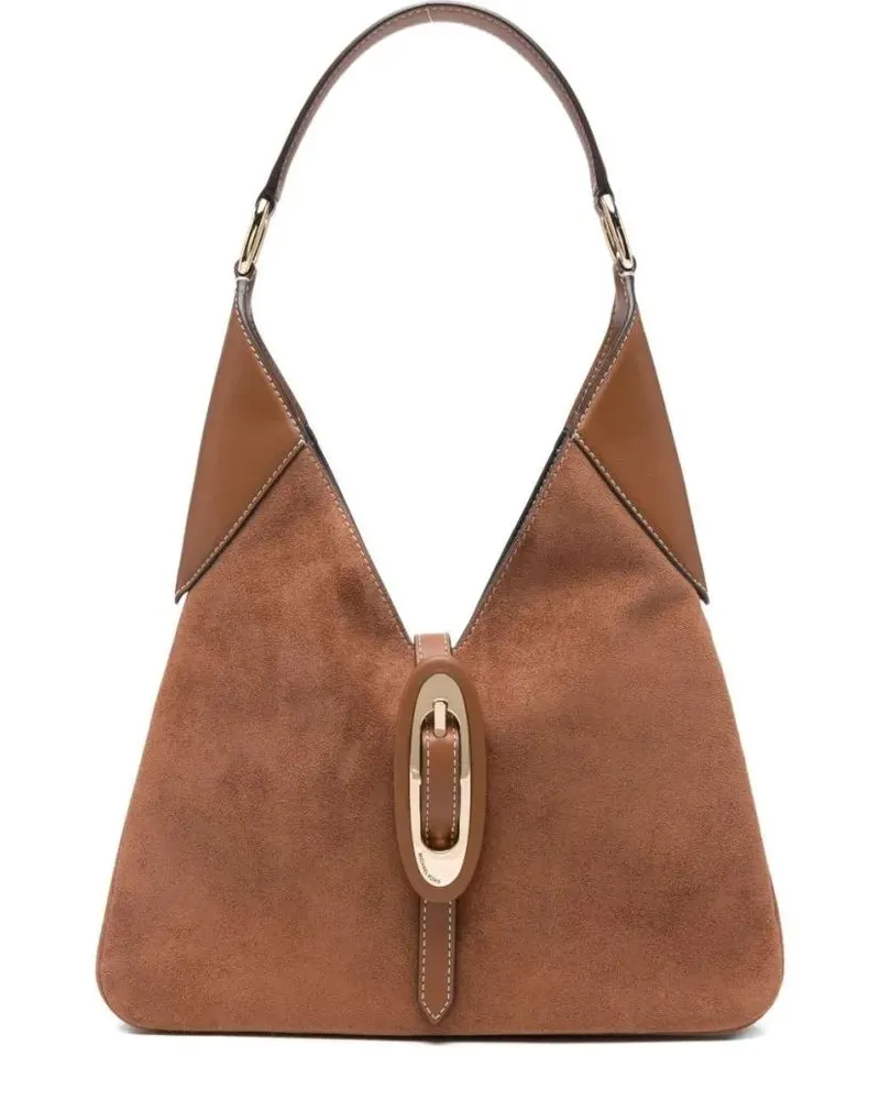 Michael Kors Hobo Bags Triangular Shape Shoulder Bag With Suede braun Braun